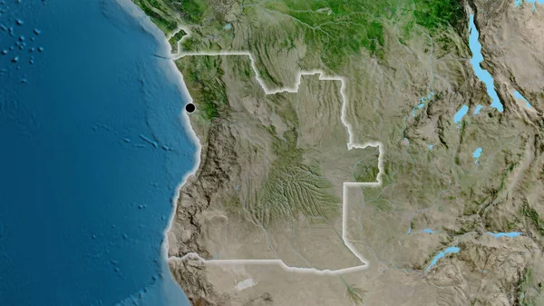 Крупный План Приграничной Зоны Анголы Спутниковой Карте Отличный Момент Светится — стоковое фото
