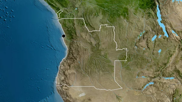 Primer Plano Zona Fronteriza Angola Mapa Satelital Punto Capital Esquema — Foto de Stock