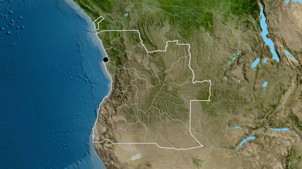 Närbild Angolas Gränsområde Och Dess Regionala Gränser Satellitkarta Huvudpunkt Skissera — Stockfoto
