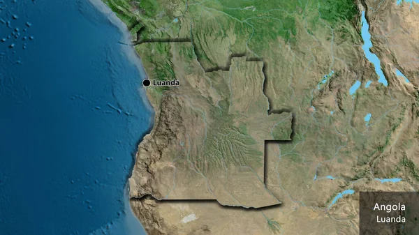 Close Angola Border Area Satellite Map Capital Point Bevelled Edges — Stock Photo, Image