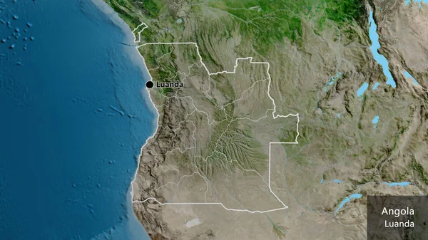 Close Angola Border Area Its Regional Borders Satellite Map Capital — Stock Photo, Image