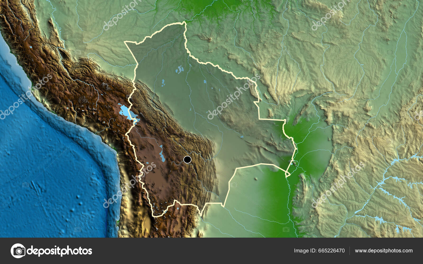 Bolivia Physical Map Depositphotos 665226470 Stock Photo Close Bolivia Border Area Highlighting