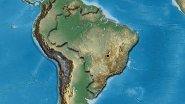 Brezilya sınır bölgesinin yakın plan bir haritası var. Ana nokta. Ülkenin kıvrımlı kenarları. 