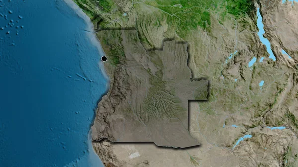 Närbild Angolas Gränsområde Med Mörk Överlagring Satellitkarta Huvudpunkt Skalade Kanter — Stockfoto