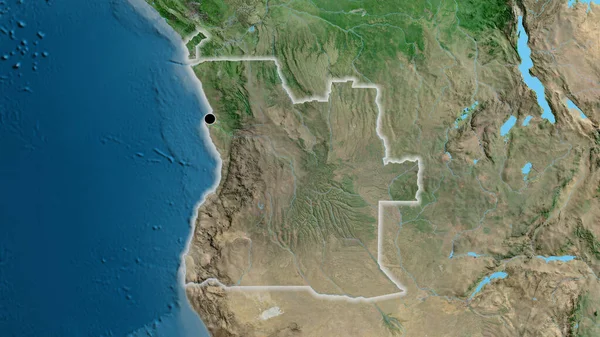 Close Dari Daerah Perbatasan Angola Pada Peta Satelit Titik Ibu — Stok Foto