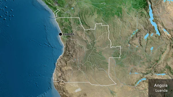 Närbild Angolas Gränsområde Och Dess Regionala Gränser Satellitkarta Huvudpunkt Runt — Stockfoto
