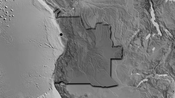 Detailní Záběr Pohraniční Oblasti Angoly Zvýrazňující Tmavou Vrstvu Mapě Stupních — Stock fotografie