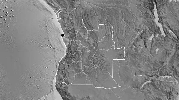 Detailní Záběr Pohraniční Oblasti Angoly Jejích Regionálních Hranic Mapě Stupních — Stock fotografie