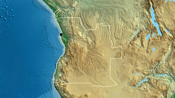 物理的な地図上のアンゴラ国境地帯の閉鎖 資本ポイント 全国の概要 — ストック写真