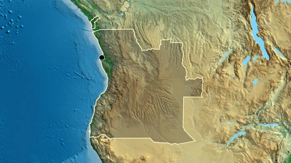 Närbild Angolas Gränsområde Med Ett Mörkt Överdrag Fysisk Karta Huvudpunkt — Stockfoto