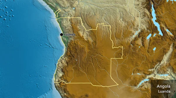 Närbild Angolas Gränsområde Hjälpkarta Huvudpunkt Runt Landet Landets Engelska Namn — Stockfoto