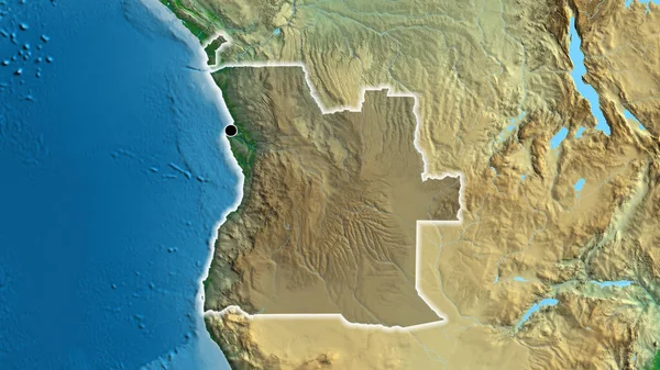 Close Angola Border Area Highlighting Dark Overlay Physical Map Capital — Stock Photo, Image