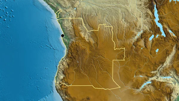 Närbild Angolas Gränsområde Hjälpkarta Huvudpunkt Skissera Runt Landet Form — Stockfoto