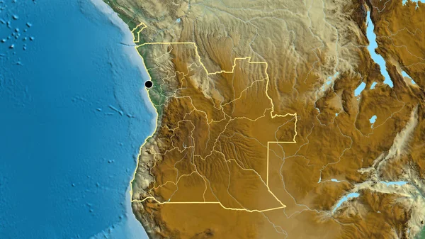 Närbild Angolas Gränsområde Och Dess Regionala Gränser Katastrofkarta Huvudpunkt Skissera — Stockfoto