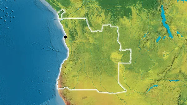 Gros Plan Frontière Angolaise Sur Une Carte Topographique Point Capital — Photo