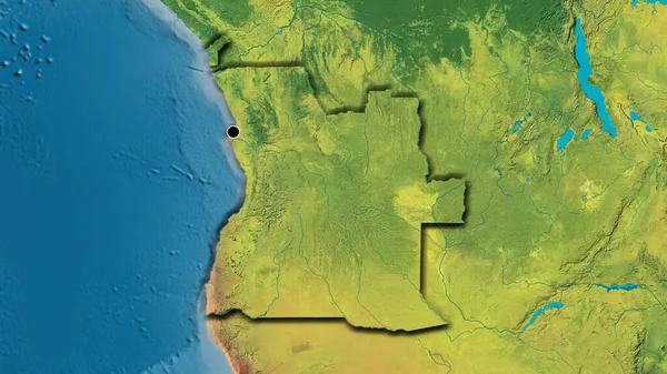 Primer Plano Zona Fronteriza Angola Mapa Topográfico Punto Capital Bordes — Foto de Stock