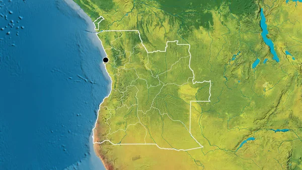 在地形图上对安哥拉边境地区及其区域边界进行密切监视 资本点 国家形貌概述 — 图库照片