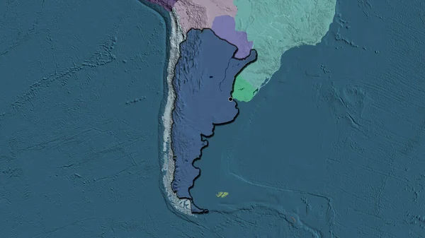 Argentin Határ Menti Terület Közelsége Amely Egy Adminisztratív Térképen Sötét — Stock Fotó