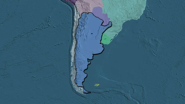 Detailní Záběr Pohraniční Oblasti Argentiny Administrativní Mapě Fakt Zkosené Hrany — Stock fotografie