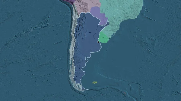 Close Argentina Border Area Highlighting Dark Overlay Administrative Map Capital — Stock Photo, Image