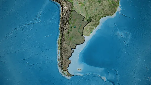 Detailní Záběr Pohraniční Oblasti Argentiny Zvýrazňující Tmavý Překryv Satelitní Mapě — Stock fotografie