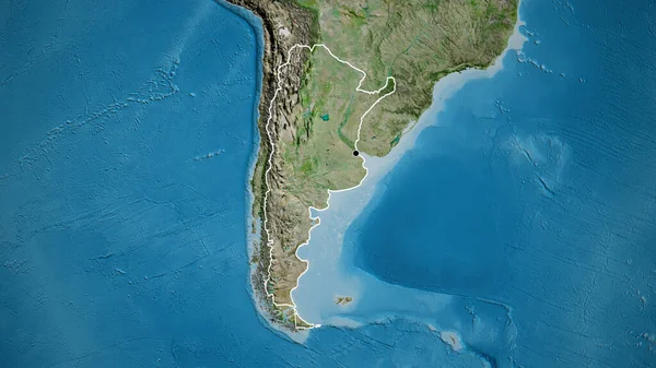Close Área Fronteira Argentina Mapa Satélite Ponto Capital Esboço Torno — Fotografia de Stock