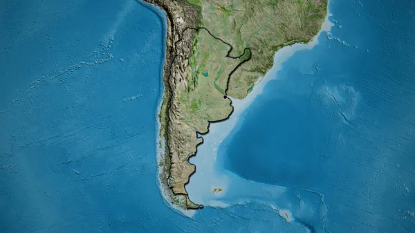 Close Van Het Argentijnse Grensgebied Een Satellietkaart Hoofdpunt Gevelde Randen — Stockfoto