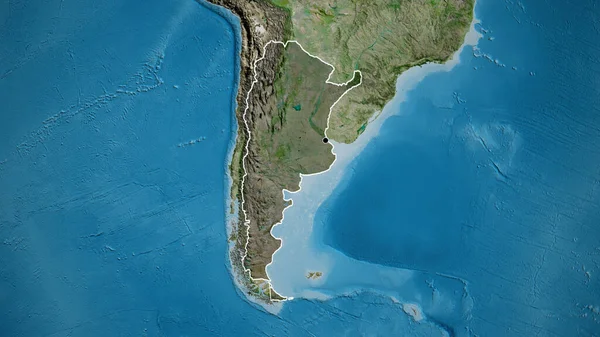 Närbild Argentinas Gränsområde Med Mörk Överlagring Satellitkarta Huvudpunkt Skissera Runt — Stockfoto