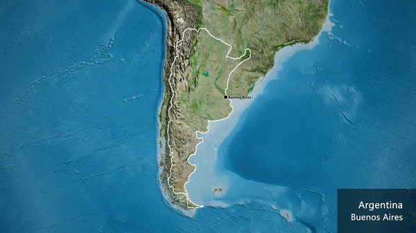 Close Argentina Border Area Satellite Map Capital Point Outline Country — Stock Photo, Image