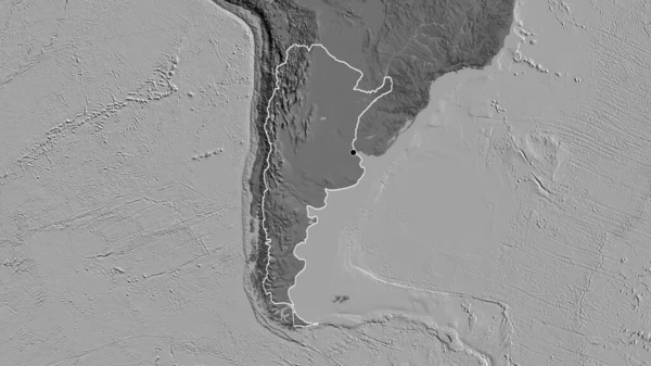 在双边地图上对阿根廷边境地区进行的密切监视 资本点 国家形貌概述 — 图库照片