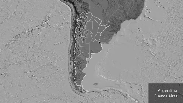 Närbild Argentinas Gränsområde Och Dess Regionala Gränser Bilnivåkarta Huvudpunkt Runt — Stockfoto