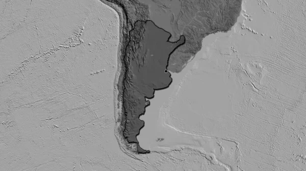 阿根廷边境地区的特写镜头 用一张双层地图上的黑暗阴影突出显示出来 资本点 国家形状的斜边 — 图库照片