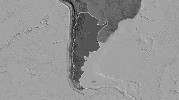 Närbild Argentinas Gränsområde Med Ett Mörkt Överdrag Tvåvåningskarta Huvudpunkt Skissera — Stockfoto