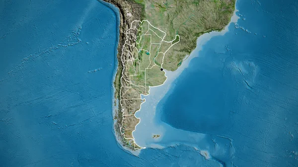 Arjantin Sınır Bölgesinin Bölgesel Sınırlarının Uydu Haritası Üzerinde Yakın Çekimleri — Stok fotoğraf