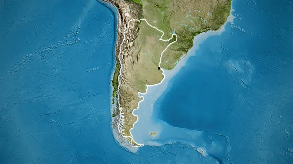 Närbild Argentinas Gränsområde Satellitkarta Huvudpunkt Glow Runt Landet Form — Stockfoto