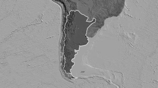 阿根廷边境地区的特写镜头 用一张双层地图上的黑暗阴影突出显示出来 资本点 风靡全国 — 图库照片