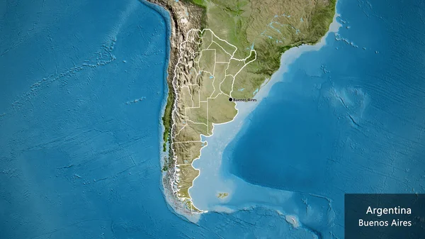 Закриття Прикордонної Території Аргентини Регіональних Кордонів Супутниковій Карті Столична Точка — стокове фото