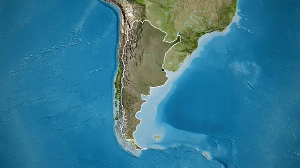 人工衛星地図上の暗いオーバーレイで強調アルゼンチン国境地域のクローズアップ 資本ポイント 全国の概要 — ストック写真