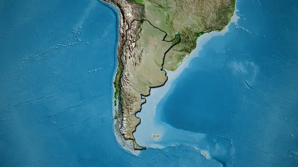 Close Van Het Argentijnse Grensgebied Een Satellietkaart Hoofdpunt Gevelde Randen — Stockfoto