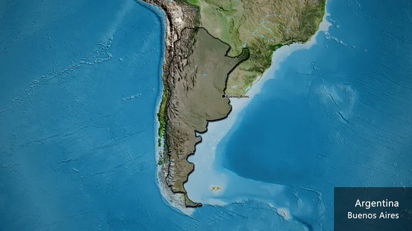 Крупный План Аргентинской Границы Выделяющийся Тёмным Наложением Спутниковую Карту Отличный — стоковое фото
