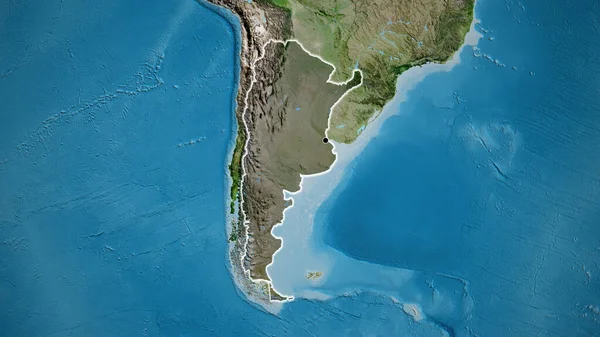 人工衛星地図上の暗いオーバーレイで強調アルゼンチン国境地域のクローズアップ 資本ポイント 全国に光る — ストック写真