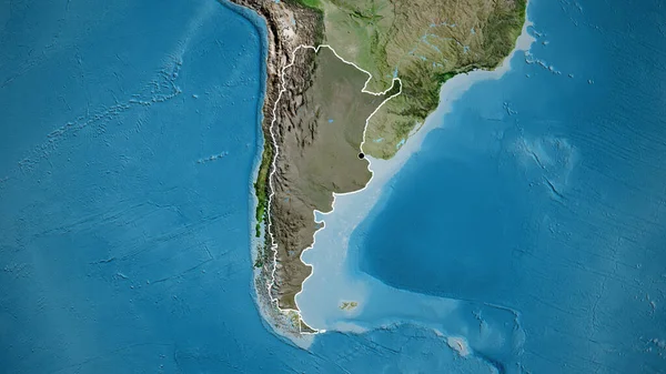 人工衛星地図上の暗いオーバーレイで強調アルゼンチン国境地域のクローズアップ 資本ポイント 全国の概要 — ストック写真