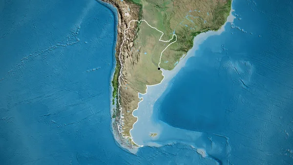 Zbliżenie Strefy Przygranicznej Argentyny Zdjęciu Satelitarnym Yahoo Główny Punkt Zarys — Zdjęcie stockowe