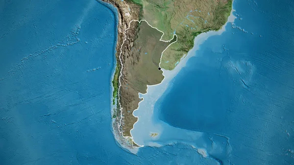 Närbild Argentinas Gränsområde Med Mörk Överlagring Satellitkarta Huvudpunkt Skissera Runt — Stockfoto