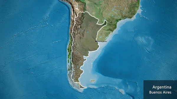 Close Argentina Border Area Highlighting Dark Overlay Satellite Map Capital — Stock Photo, Image