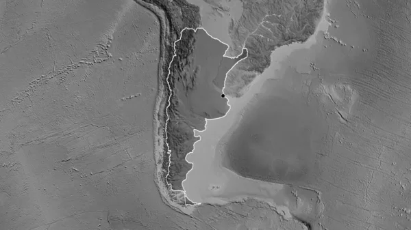 阿根廷边境地区的特写镜头 以灰度地图上的黑暗覆盖为重点 资本点 国家形貌概述 — 图库照片