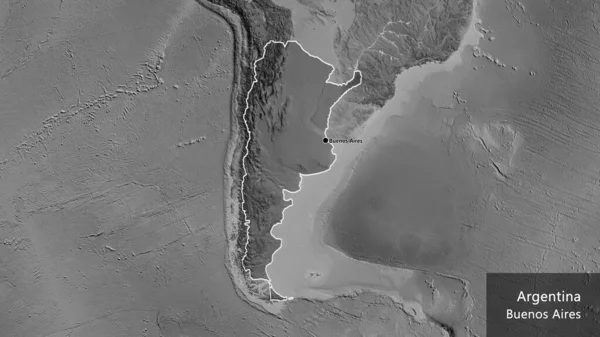 Крупный План Аргентинской Границы Выделяющийся Тёмным Наложением Карту Сером Отличный — стоковое фото