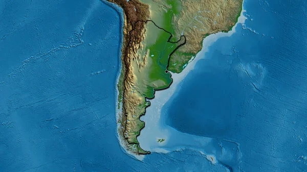 Nahaufnahme Des Argentinischen Grenzgebiets Auf Einer Physischen Karte Kapitalpunkt Abgeschrägte — Stockfoto