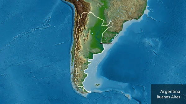 Nahaufnahme Des Argentinischen Grenzgebiets Auf Einer Physischen Karte Kapitalpunkt Überall — Stockfoto