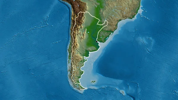 物理的な地図上のアルゼンチン国境地域の閉鎖 資本ポイント 全国に光る — ストック写真